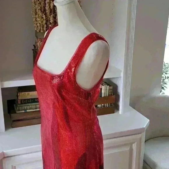 RACHEL Rachel Roy - Sleeveless Sequin Square Neck Dress - Pink Painted Abstract - Picture 3 of 9